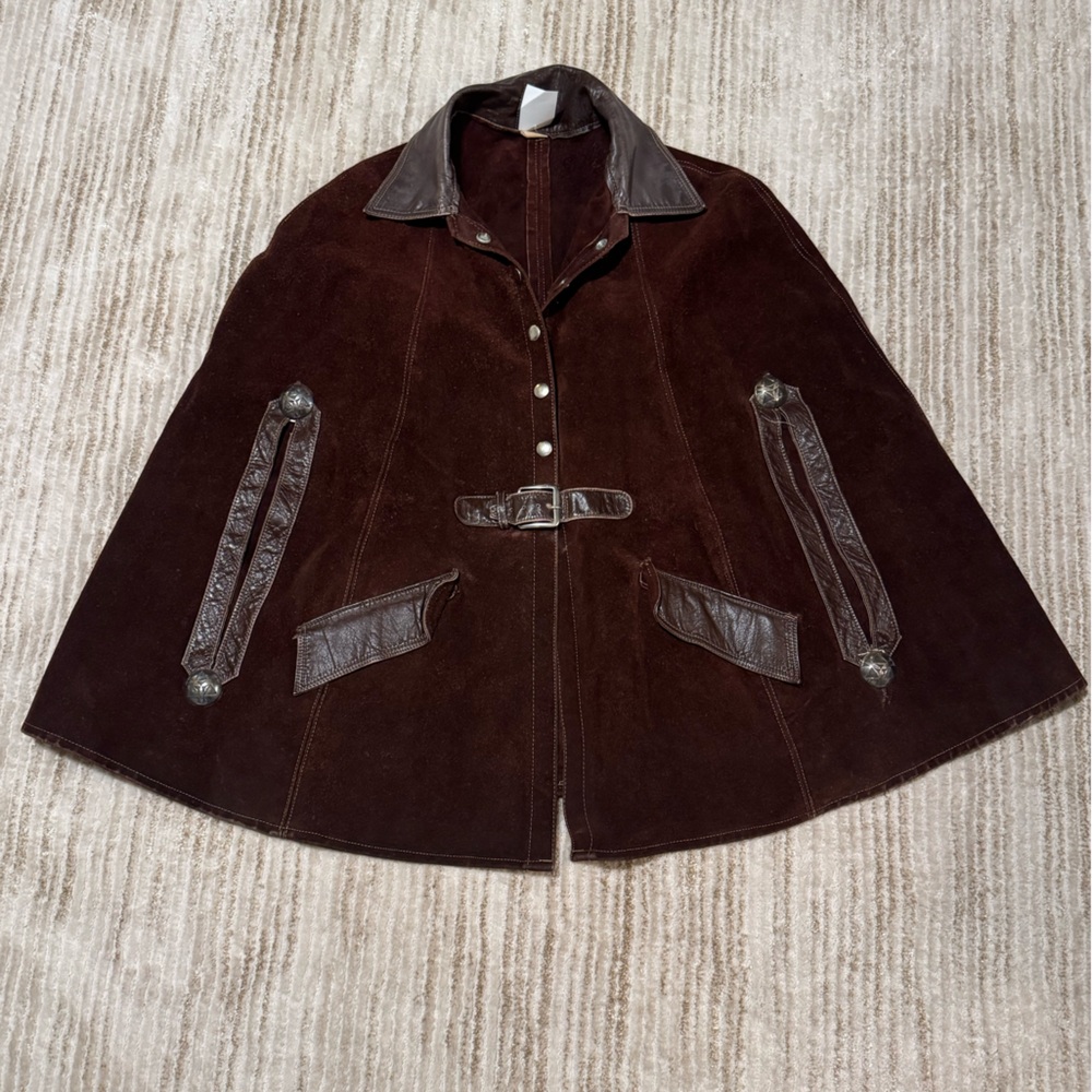 ✨ Vintage Suede MOD Era Cape Poncho – 1960s/1970s ✨